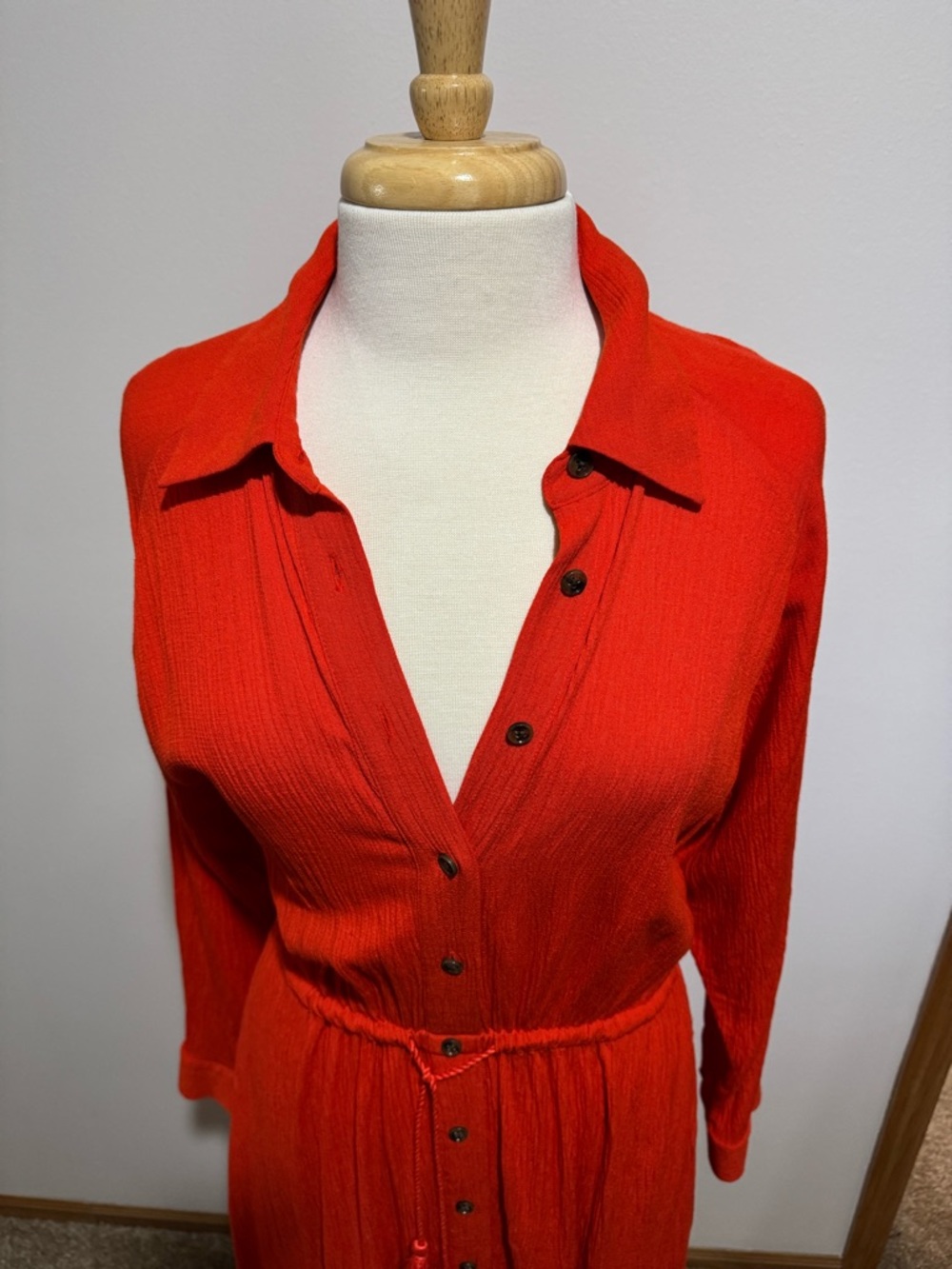 Banana Republic Women's Orange Button-Front Maxi Shirt Dress Size M - Picture 9 of 13